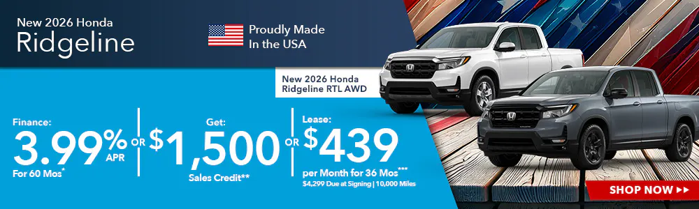 New 2026 Honda Ridgeline OR New 2026 Honda Ridgeline RTL AWD | Shottenkirk Honda Rome