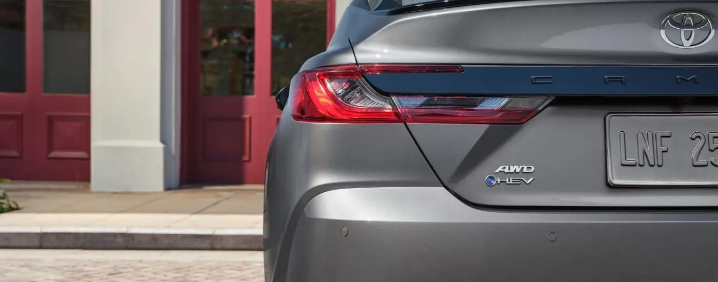 Rear of a grey 2025 Toyota Camry XSE