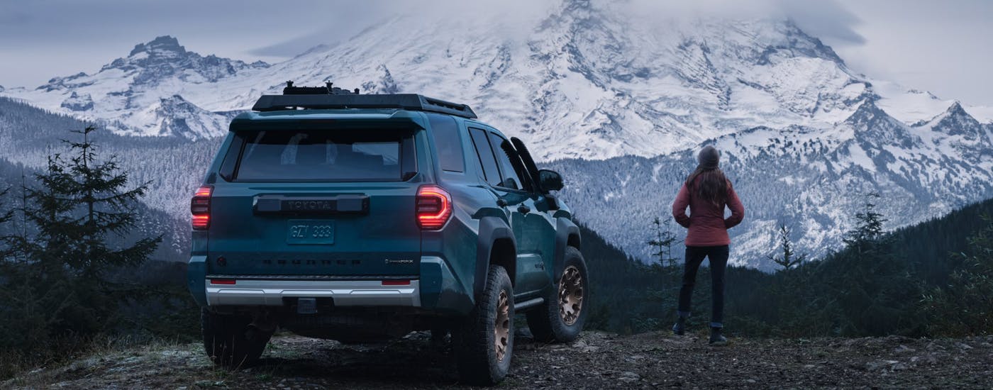 Blue 2026 Toyota 4Runner parked on top of a mountain
