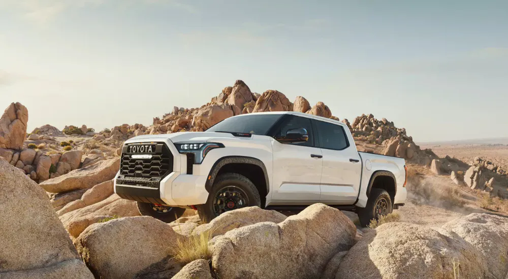 White 2026 Toyota Tundra TRD Pro parked off-road
