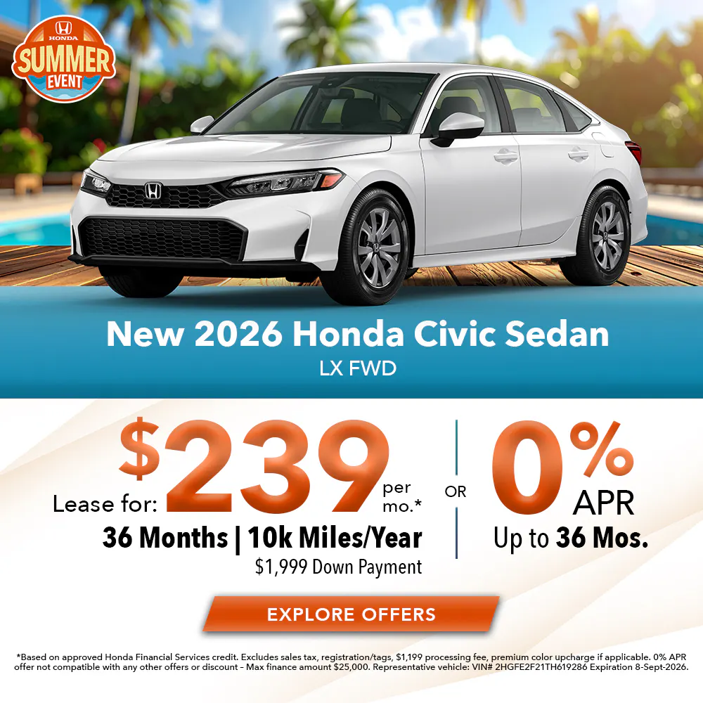 New 2026 Honda Civic Sedan LX FWD | Joyce Koons Honda