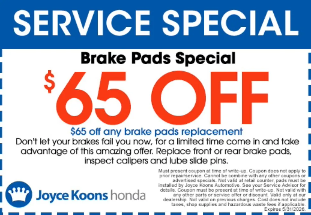 Brake Pads Special | Joyce Koons Honda