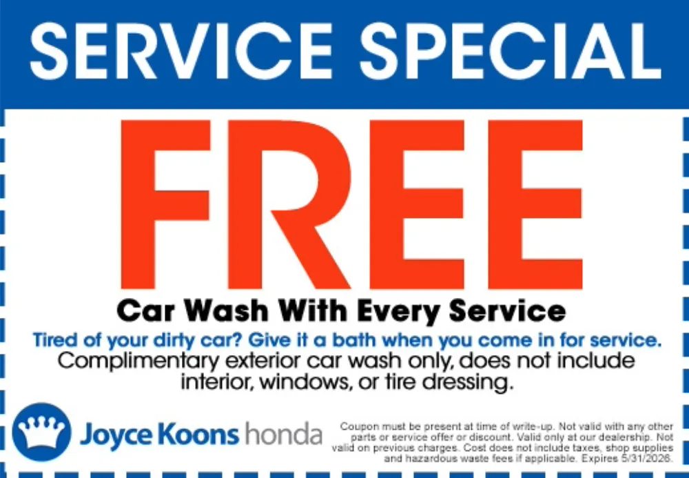 Free Car Wash | Joyce Koons Honda