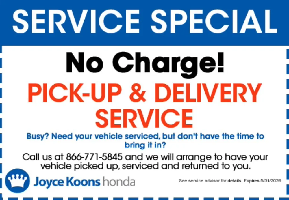 Pick-up and Delivery Service | Joyce Koons Honda
