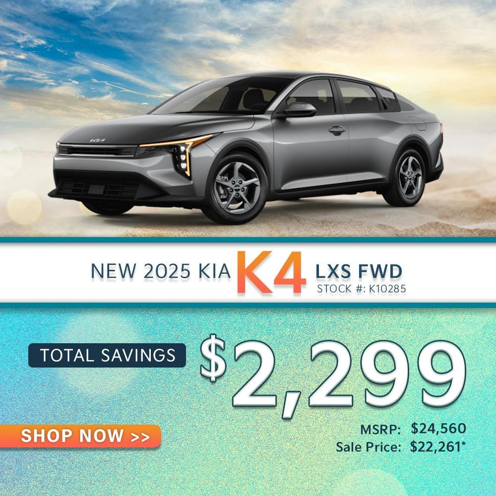 New 2025 Kia K4 LXS FWD – Save $2,299