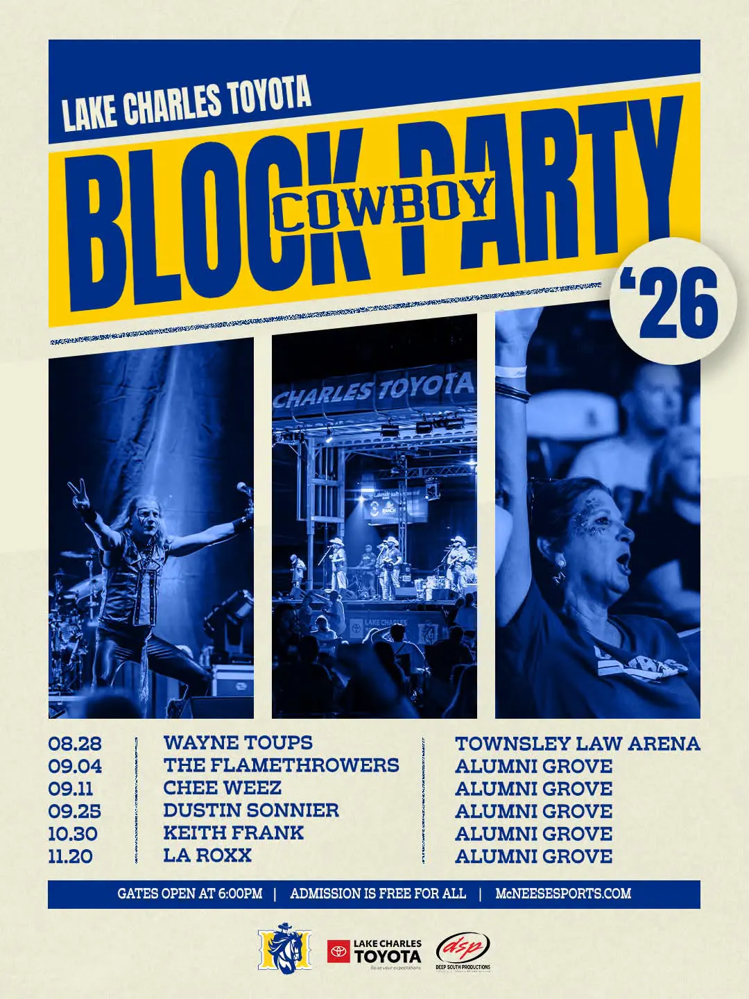 2026 Lake Charles Toyota Cowboy Block Party concert lineup