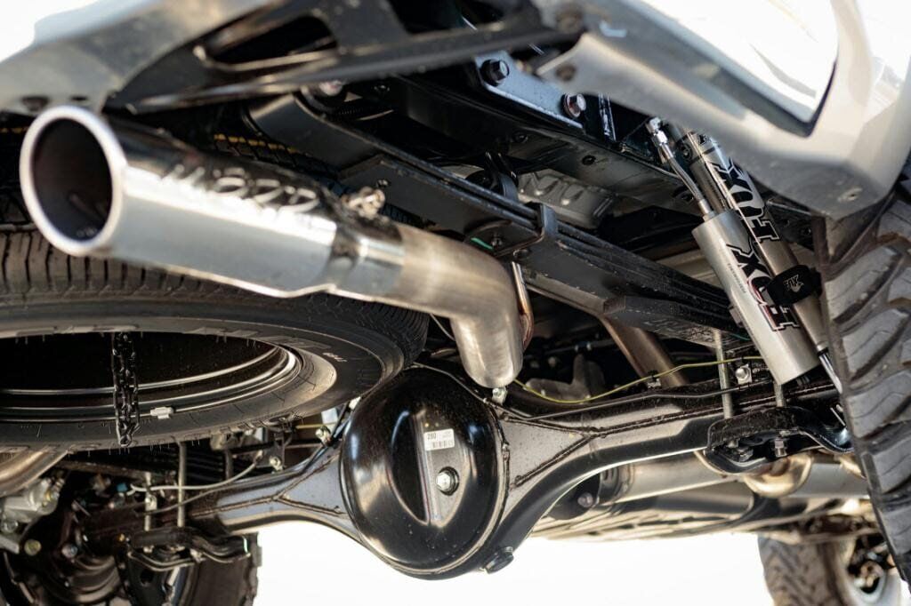 shocks and exhaust of a Toyota truck