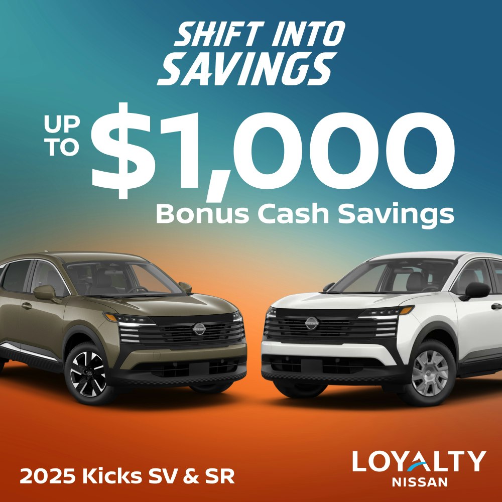 September Offers – Up To $1,000 Off 2025 Nissan Kicks SV & SR | Loyalty Nissan