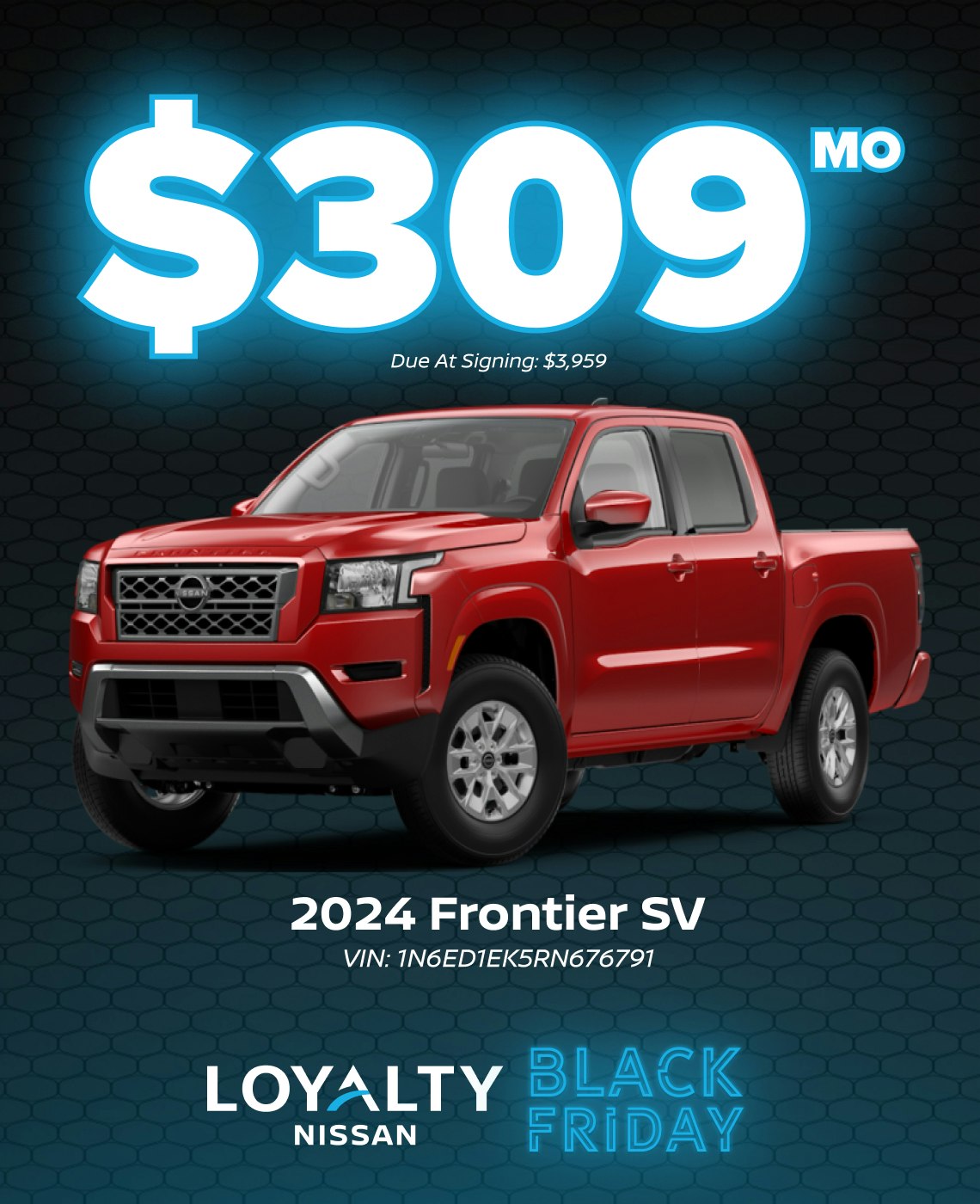 November Offers – $309/Mo On 2024 Frontier SV | Loyalty Nissan