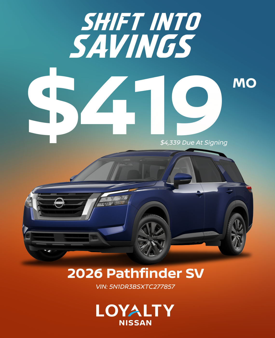 September Offers – $419/Mo Payments On 2026 Pathfinder SV | Loyalty Nissan