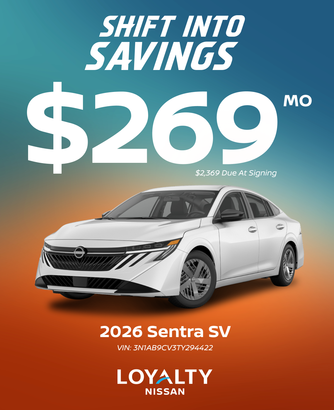 September Offers – $269/Mo On 2026 Sentra SV | Loyalty Nissan
