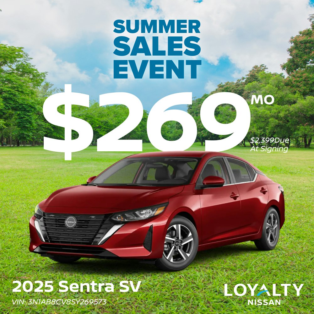 July Offers – $269/Mo On 2025 Sentra SV | Loyalty Nissan