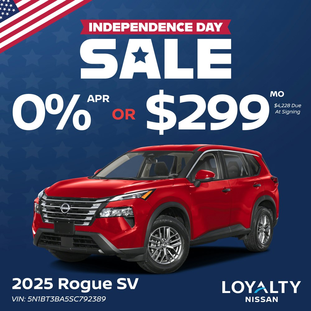 July Offers – 0% APR Of $299/Mo On 2025 Rogue SV | Loyalty Nissan