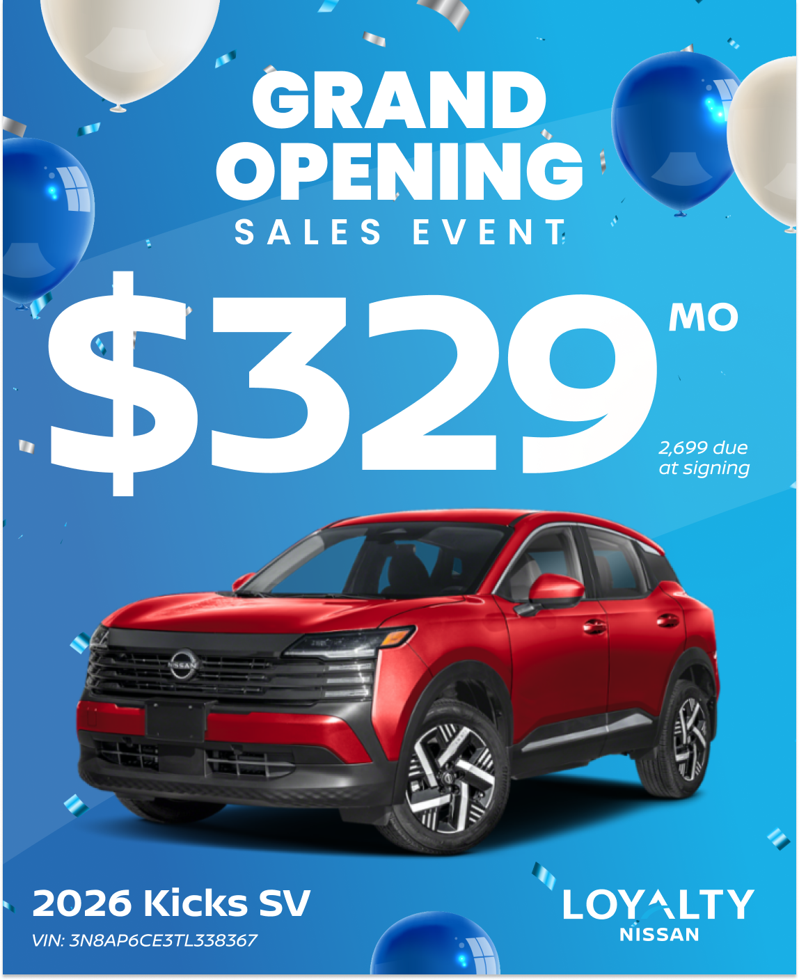 April Offers – $329/Mo On 2026 Kicks SV | Loyalty Nissan