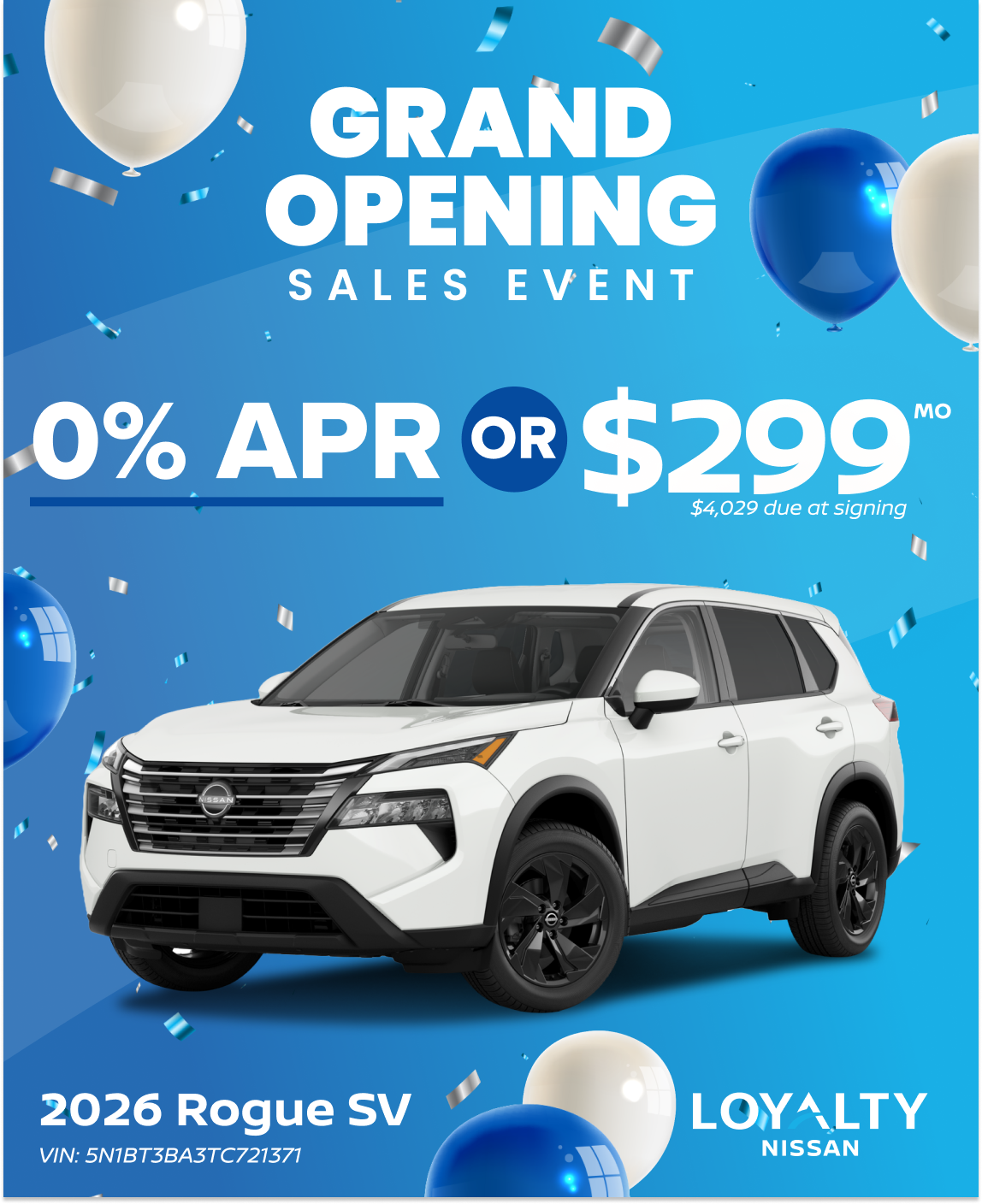 April Offers – 0% APR Or $299/Mo On 2026 Rogue SV | Loyalty Nissan