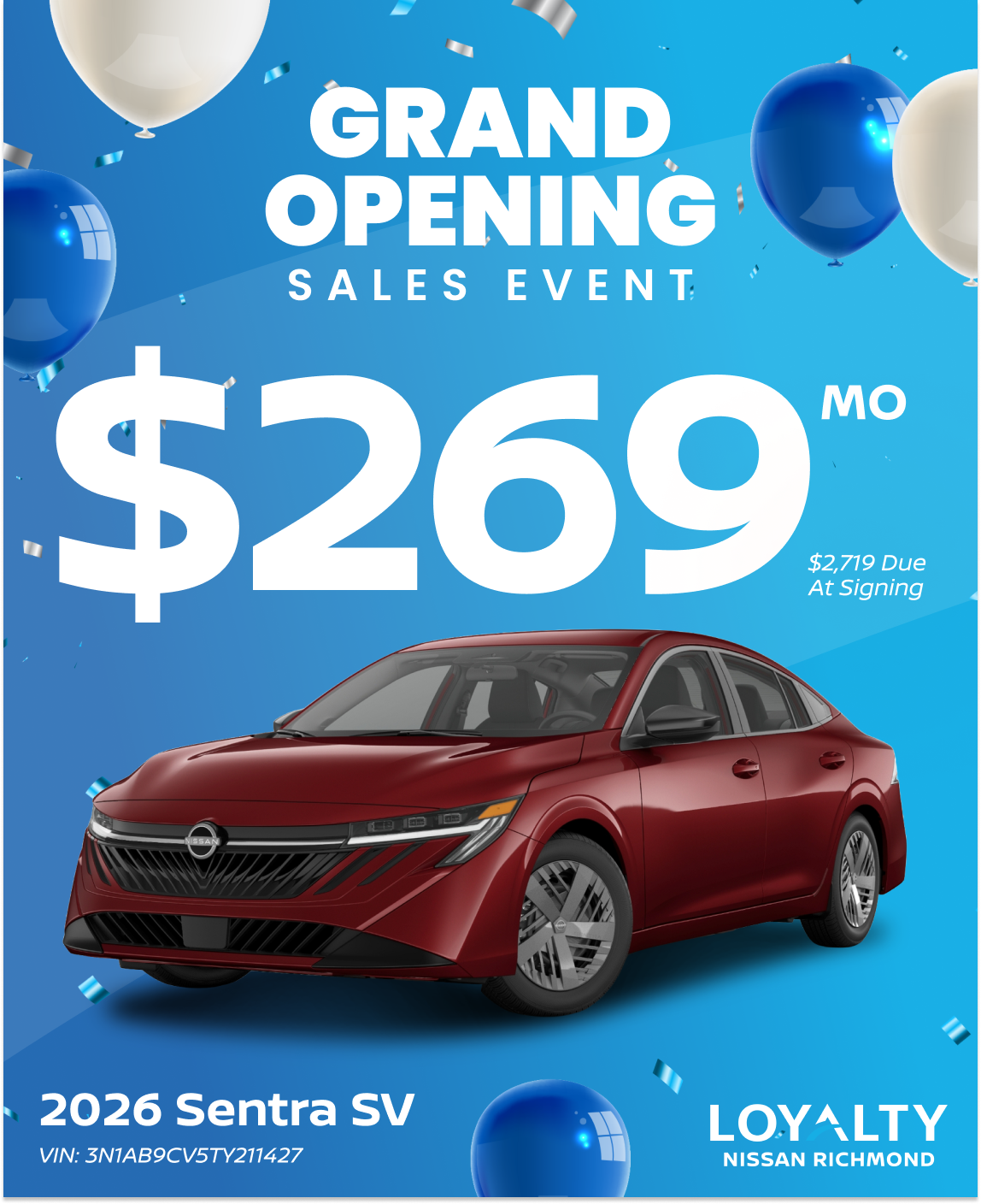 March Offers – $269/Mo On 2026 Sentra SV | Loyalty Nissan