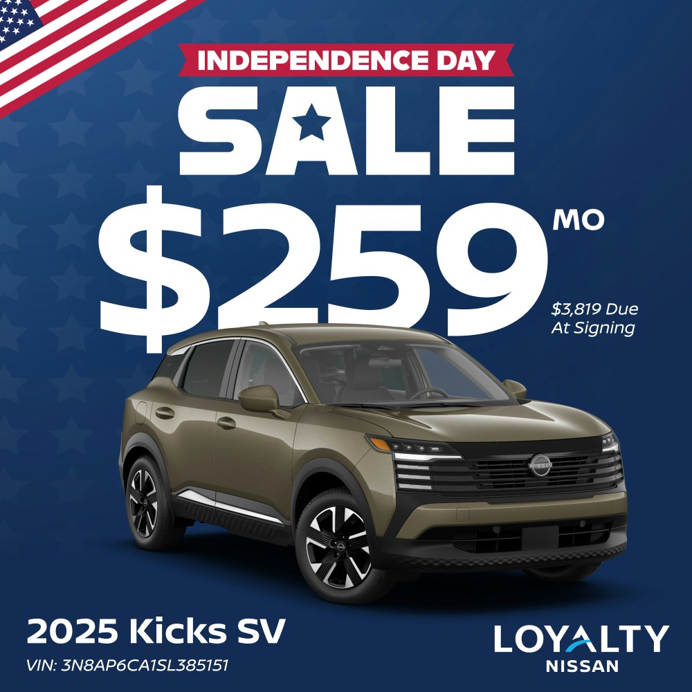 July Offers – $259/Mo On 2025 Kicks SV | Loyalty Nissan