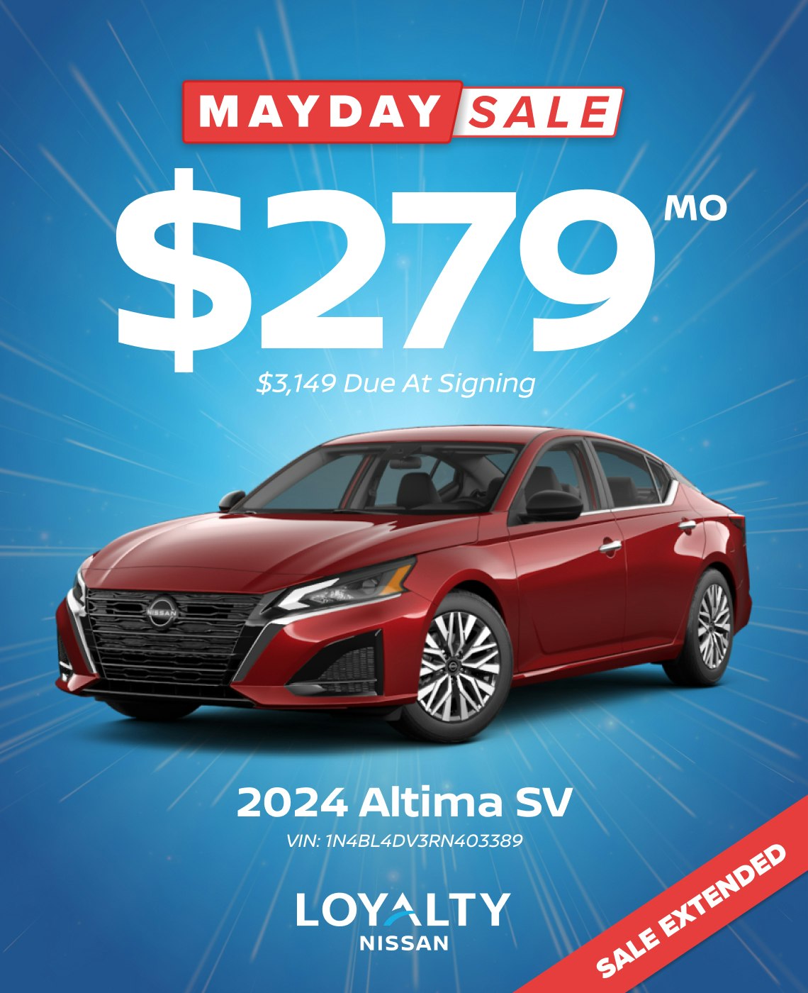 $279/Mo Or 2.9% APR On 2024 Altima SV | Loyalty Nissan