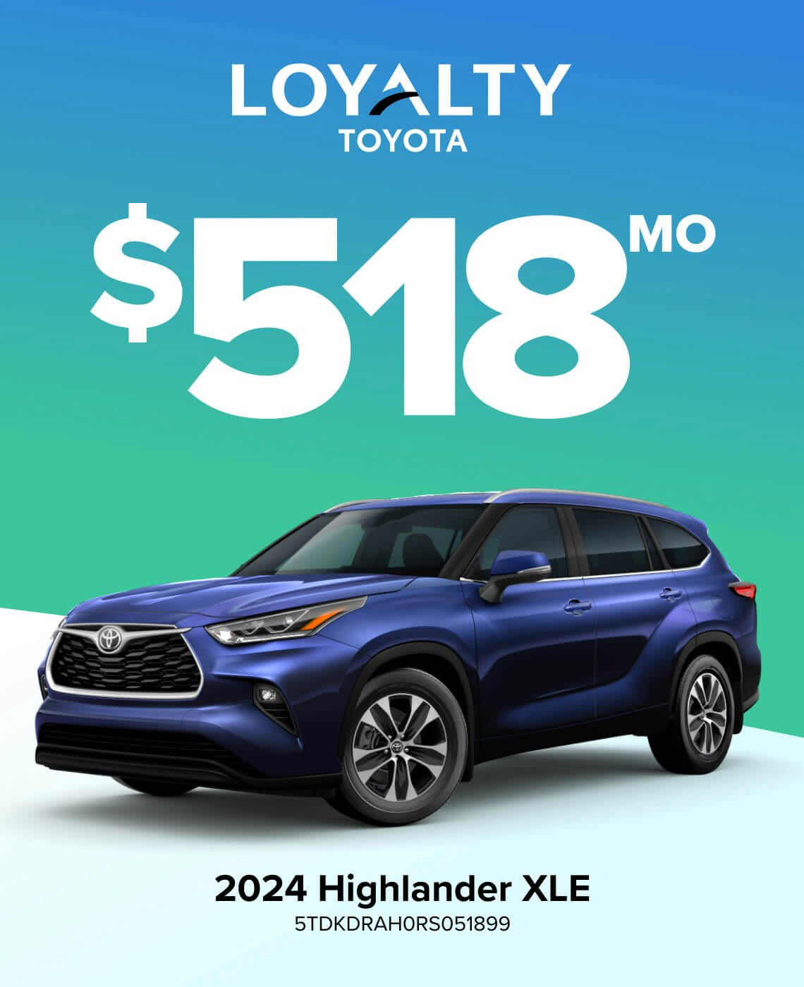 FEB24-HIGHLANDER-SPECIAL 2024 Highlander XLE - $518/mo