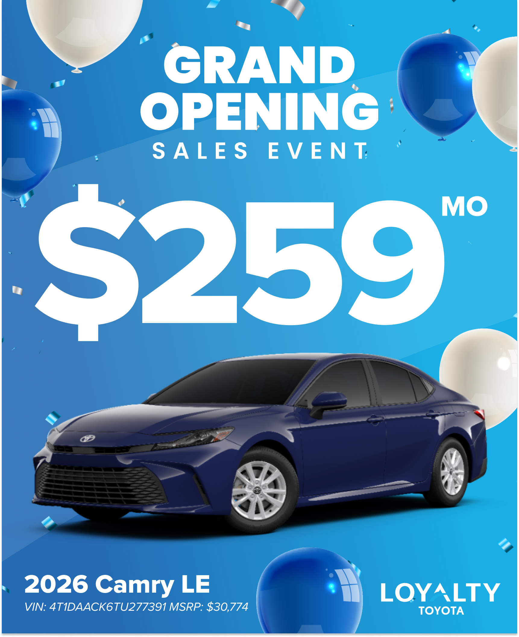 March Offers – $259/Mo 2026 Camry LE | Loyalty Toyota