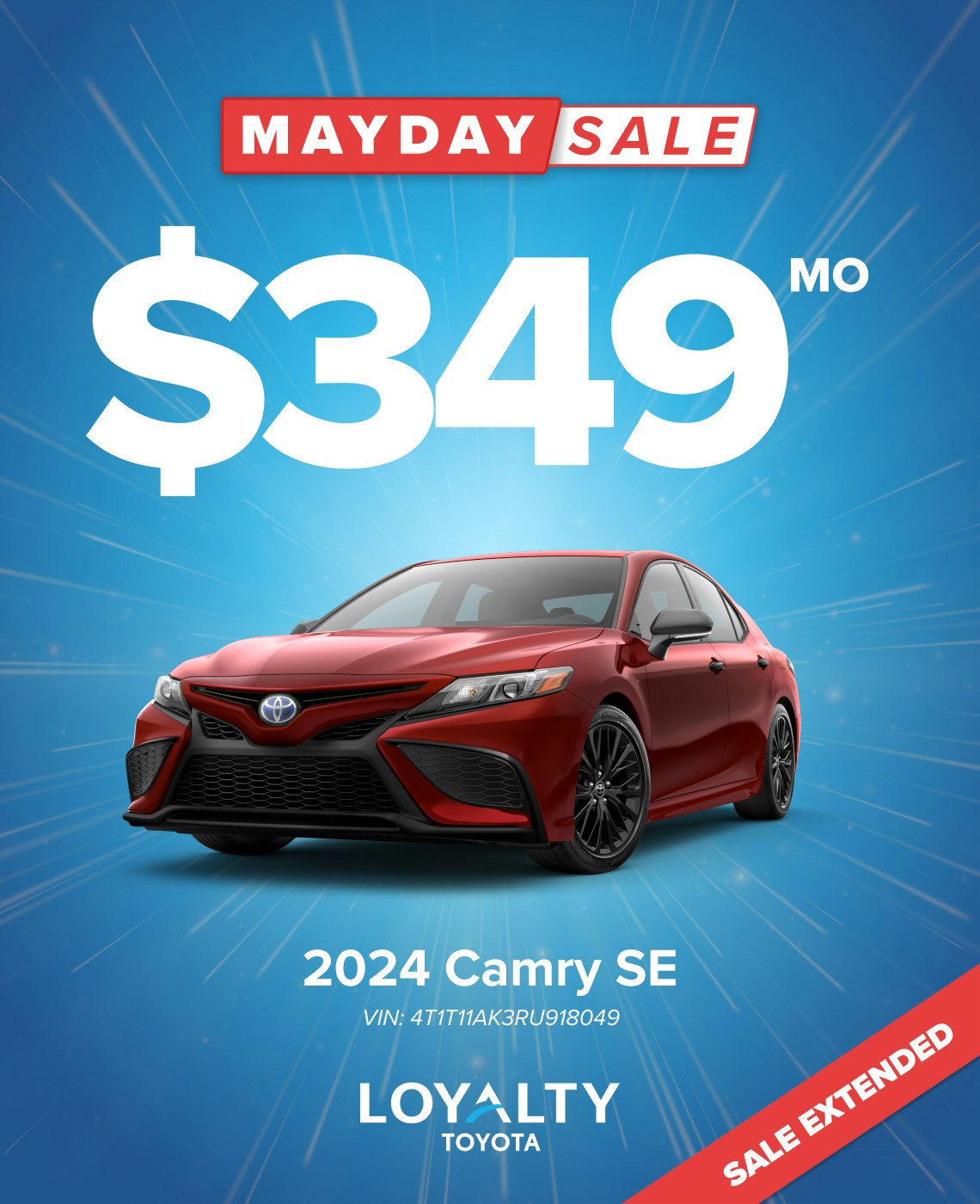 $349/Mo On 2024 Camry SE | Loyalty Toyota