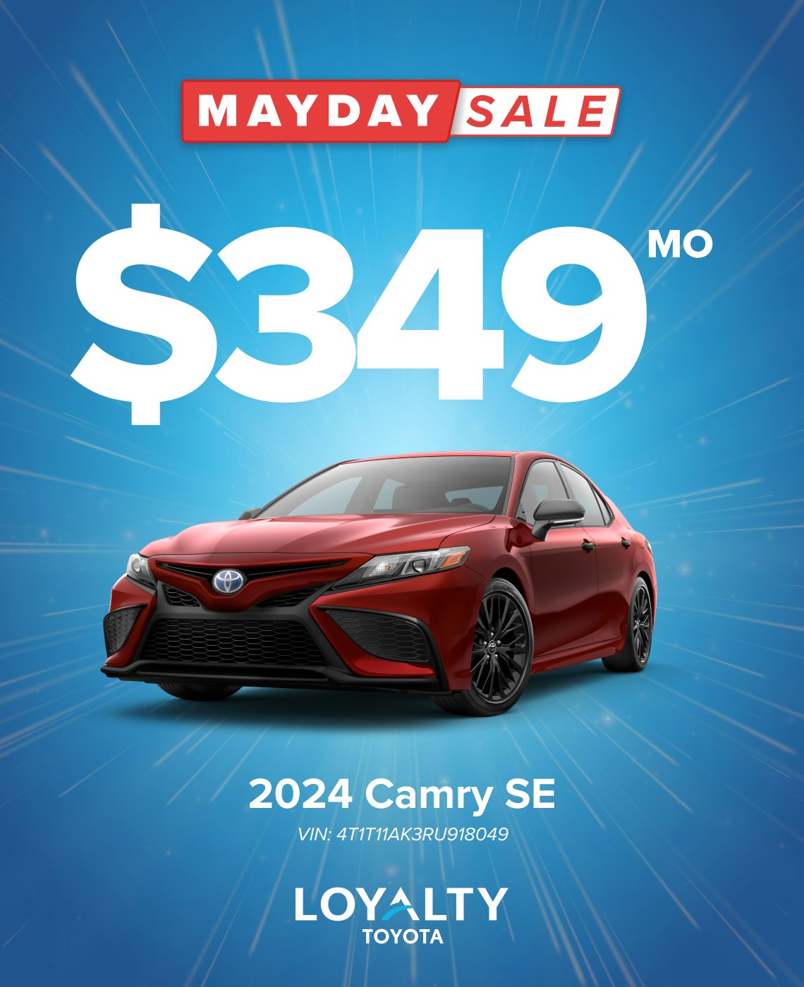 May Offers – $349/Mo On 2024 Camry SE | Loyalty Toyota