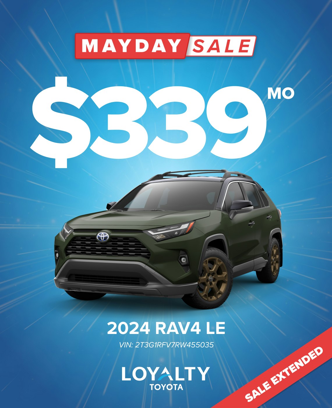 $339/Mo Or 3.99% APR On 2024 RAV4 LE | Loyalty Toyota