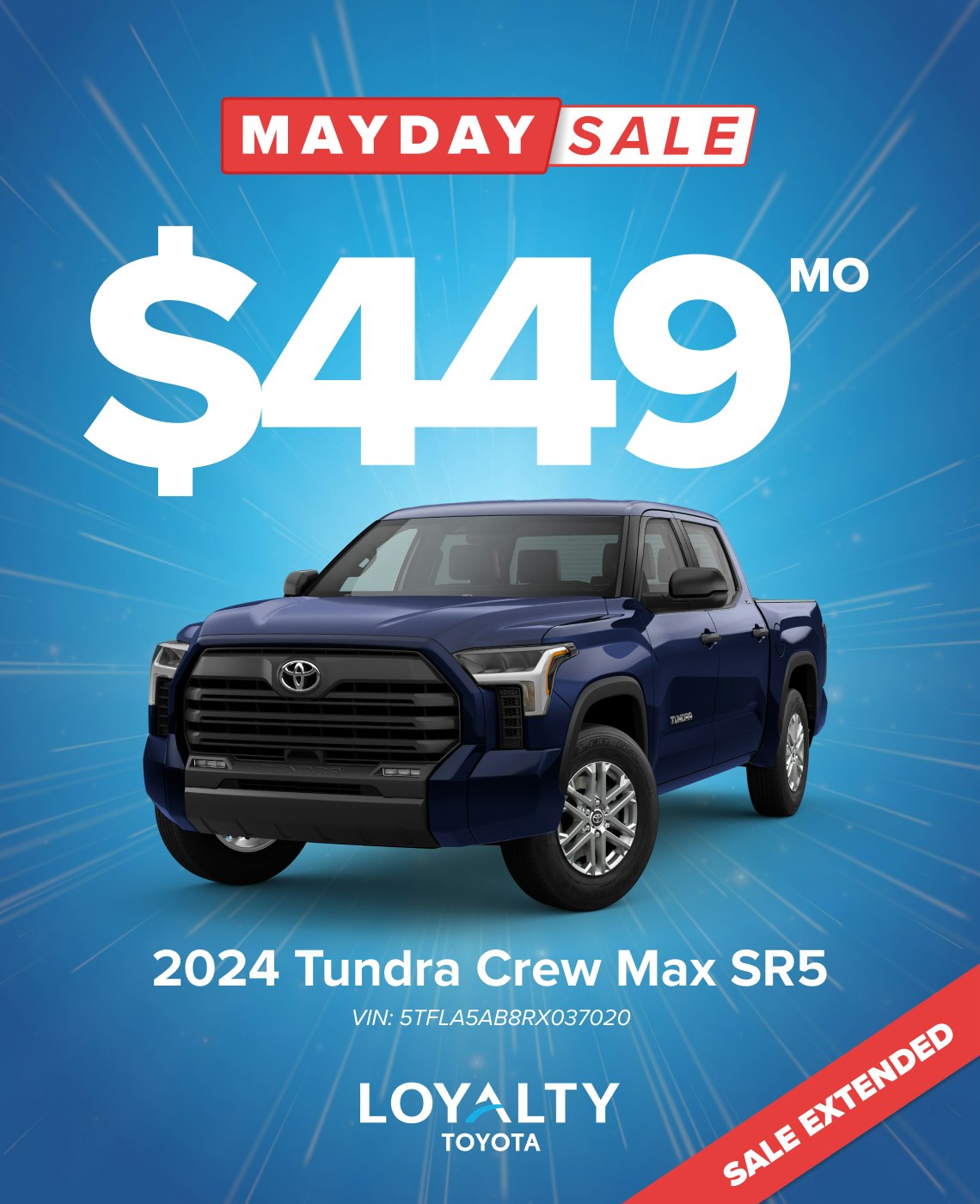 $479/Mo Or 1.99% APR on Tundra Crew Max SR5 | Loyalty Toyota