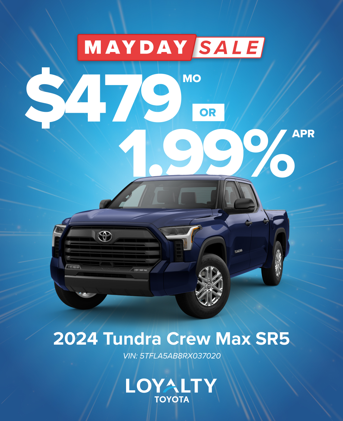 May Offers – $479/Mo Or 1.99% APR on Tundra Crew Max SR5 | Loyalty Toyota