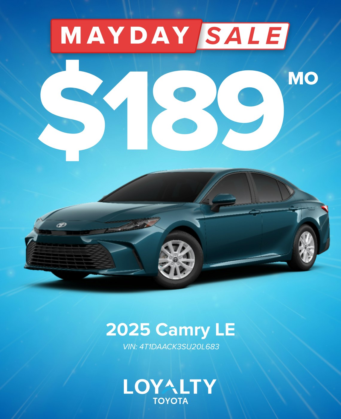 May Offers – $189/Mo On 2025 Camry LE | Loyalty Toyota
