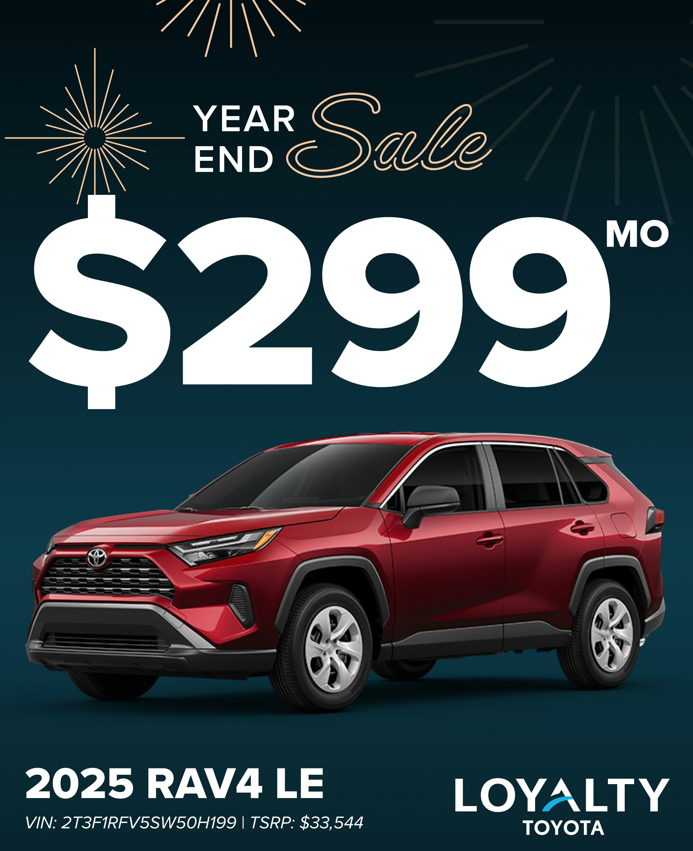 December Offers – $299/Mo On 2025 RAV4 LE | Loyalty Toyota