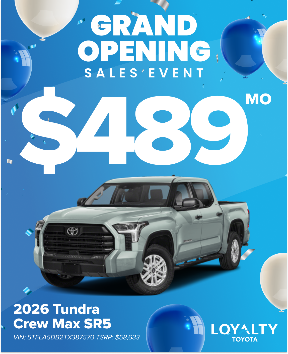 April - $489/Mo Payments On New 2026 Tundra CrewMax SR5 | Loyalty Toyota
