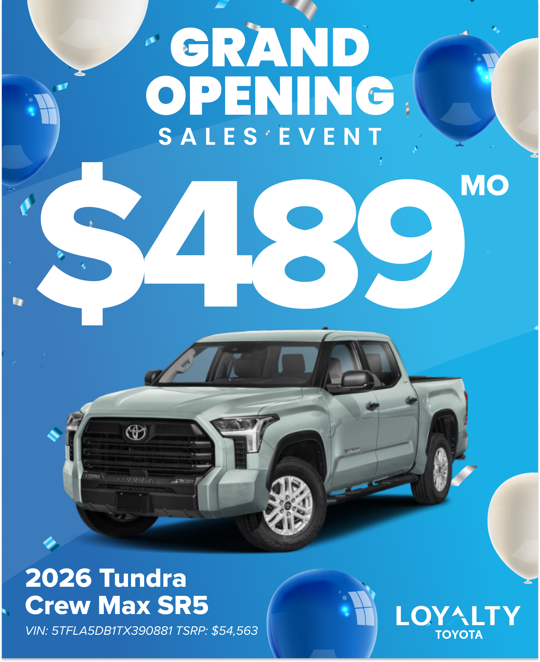 March Offers – $489/Mo On 2026 Tundra Crew Max SR5 | Loyalty Toyota