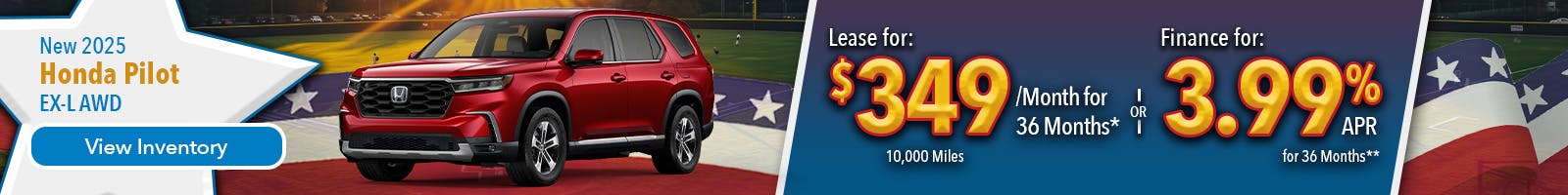 New 2025 Honda Pilot Lease For $349 Per Month