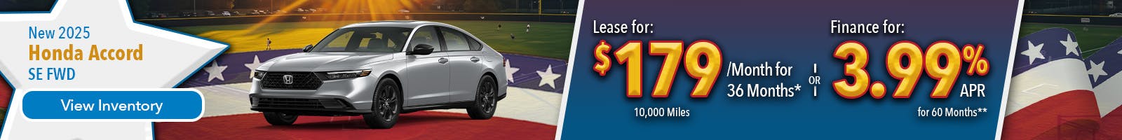 New 2025 Honda Accord Lease For $179 Per Month