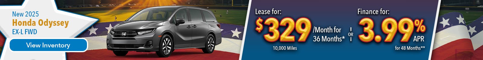 New 2025 Honda Odyssey Lease For $329 Per Month