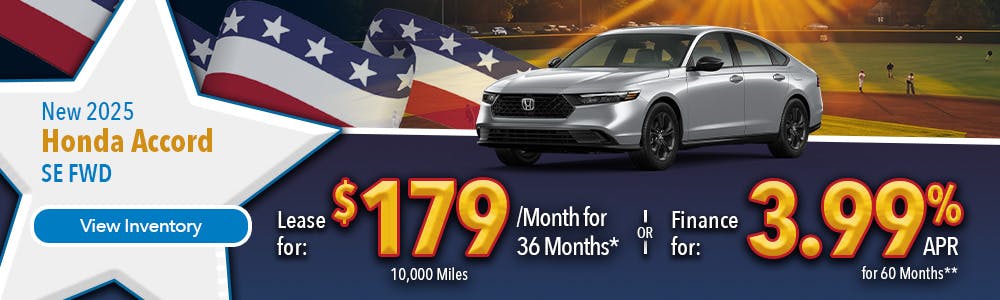New 2025 Honda Accord Lease For $179 Per Month | Lundgren Honda of Auburn
