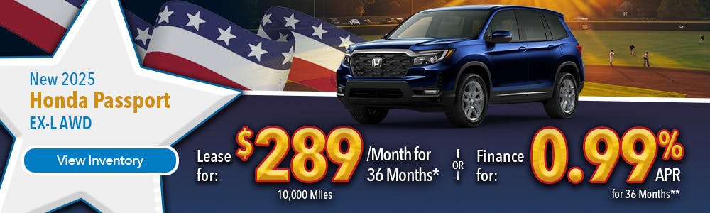 New 2025 Honda Passport Lease For $289 Per Month | Lundgren Honda of Auburn