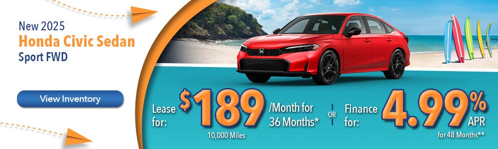 New 2025 Honda Civic Sedan Sport FWD | Lundgren Honda of Auburn