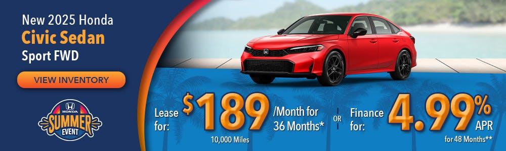 New 2025 Honda Civic Sedan Sport FWD | Lundgren Honda of Auburn