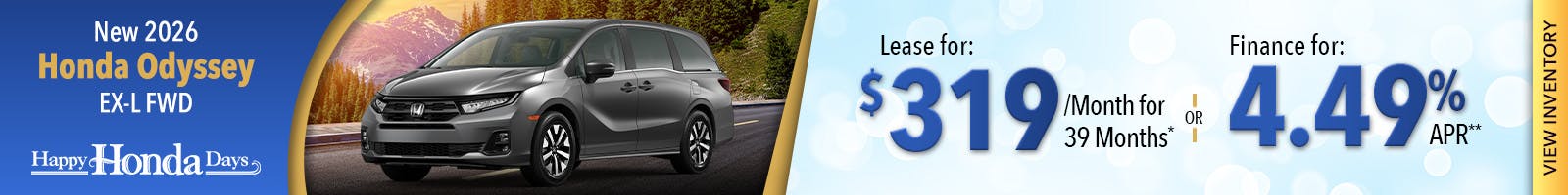 New 2026 Honda Odyssey EX-L FWD