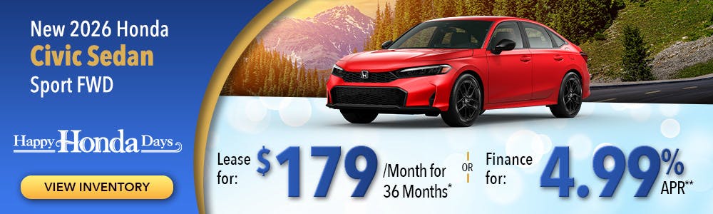 New 2026 Honda Civic Sedan Sport FWD | Lundgren Honda of Auburn