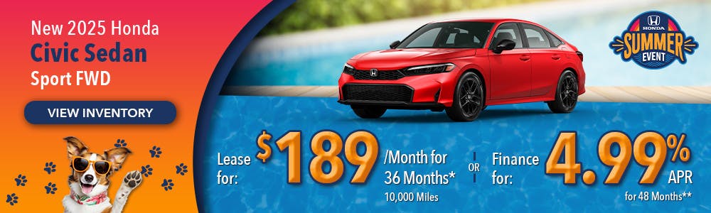 New 2025 Honda Civic Sedan Sport FWD | Lundgren Honda of Auburn