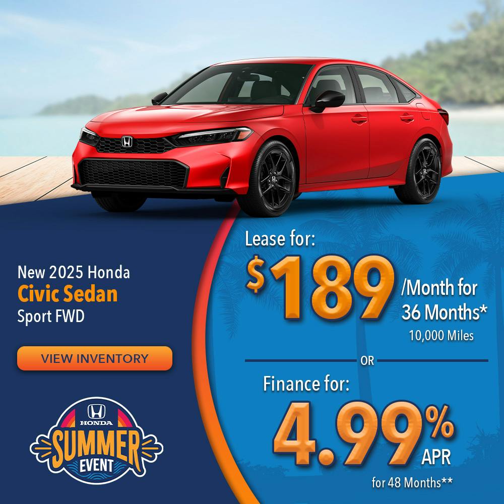 New 2025 Honda Civic Sedan Sport FWD | Lundgren Honda of Auburn