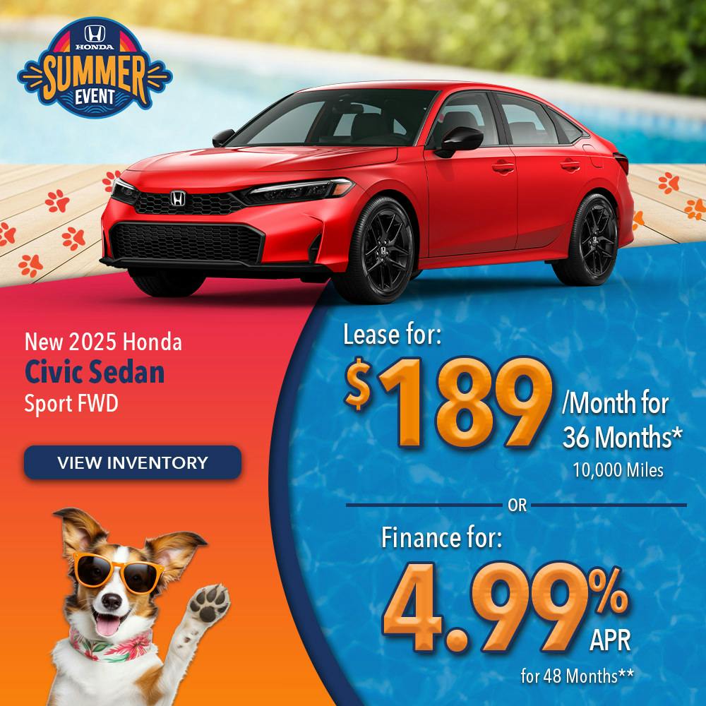 New 2025 Honda Civic Sedan Sport FWD | Lundgren Honda of Auburn