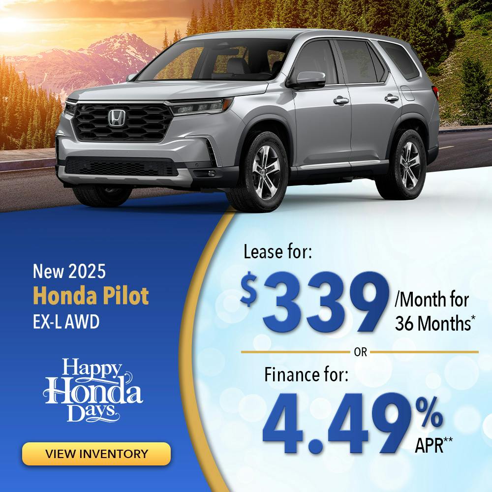New 2025 Honda Pilot EX-L AWD | Lundgren Honda of Auburn