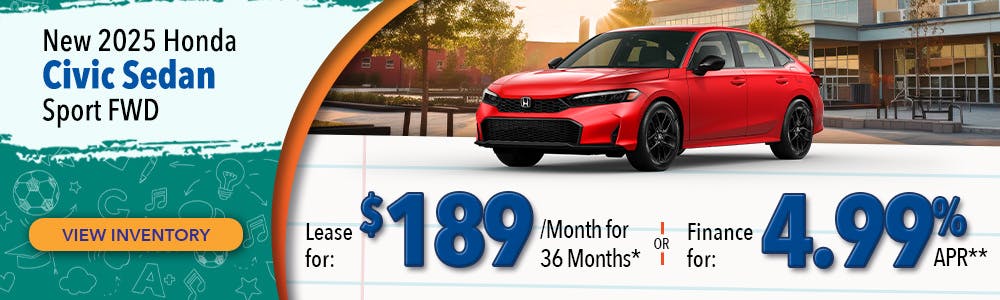 New 2025 Honda Civic Sedan Sport FWD | Lundgren Honda of Greenfield
