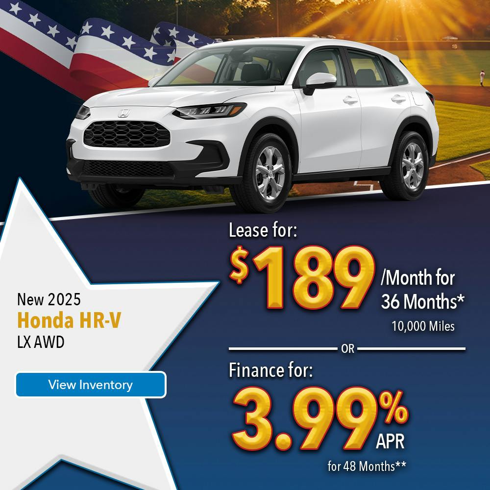 New 2025 Honda HR-V Lease For $189 Per Month | Lundgren Honda of Greenfield