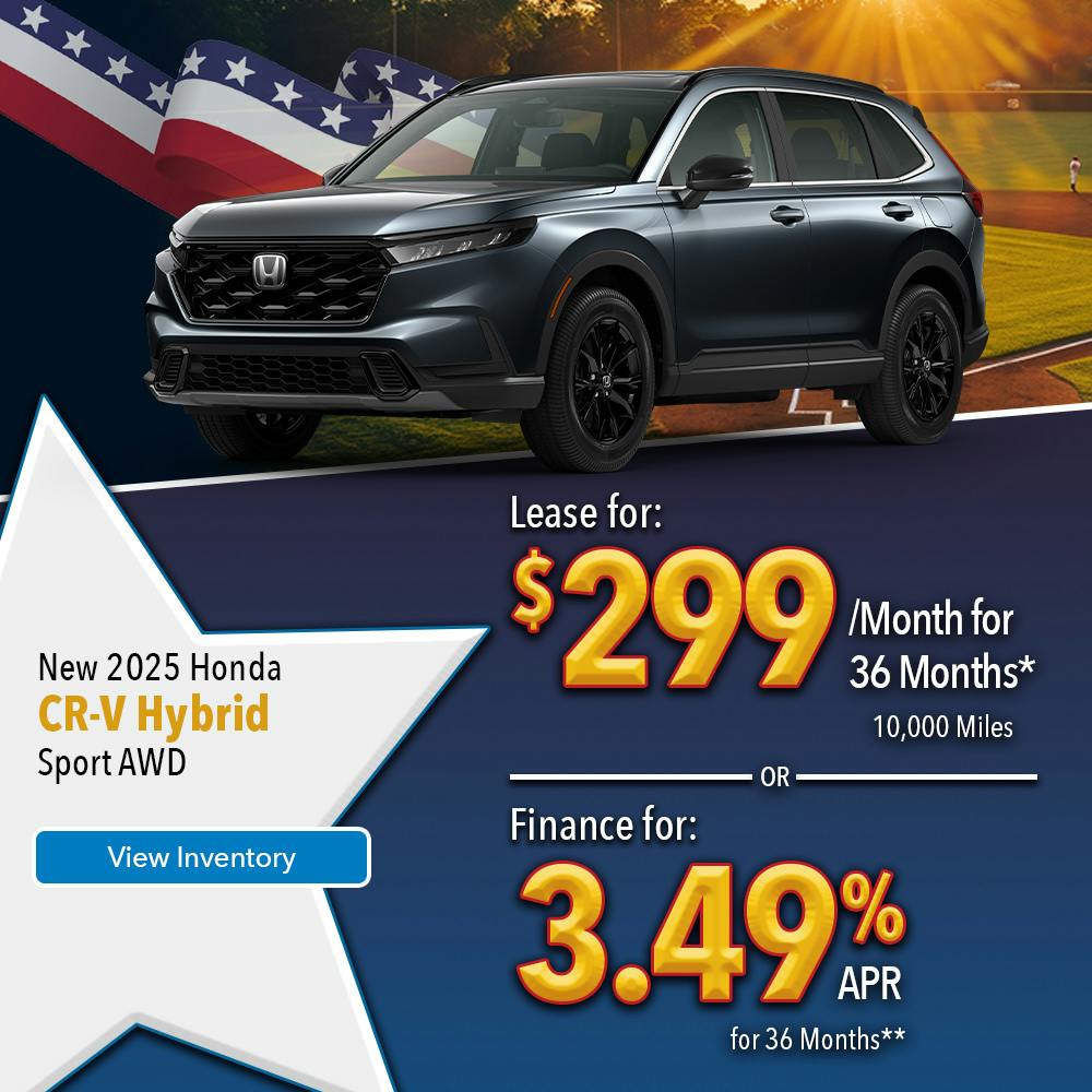 New 2025 Honda CR-V Hybrid Lease For $299 Per Month | Lundgren Honda of Greenfield