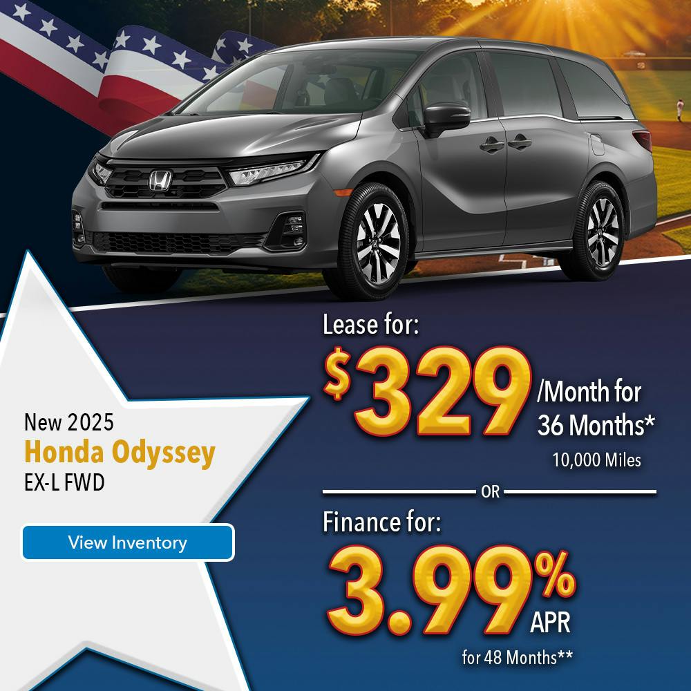New 2025 Honda Odyssey Lease For $329 Per Month | Lundgren Honda of Greenfield